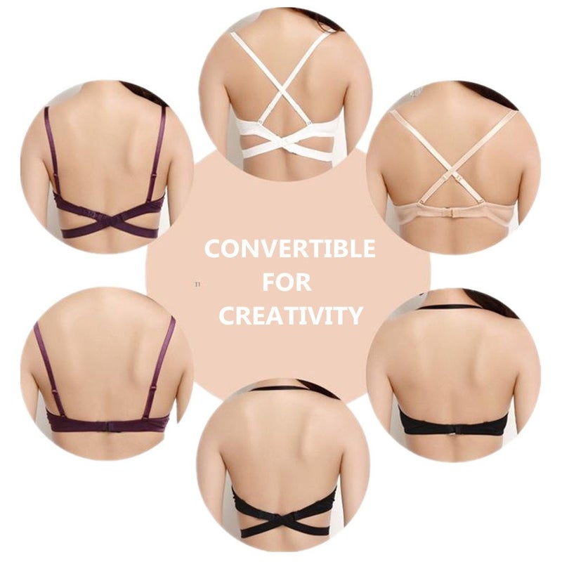 ZUKULIFE Plunge Bra Women Convertible Push Up Cleavage Bra Criss Cross Low Back Halter Bra - (Nude 42C) - Image 3